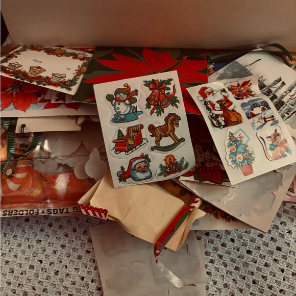 Full Box of Holiday/Christmas Tags And Holiday/Christmas Stickers - Vintage - Picture 4 of 11
